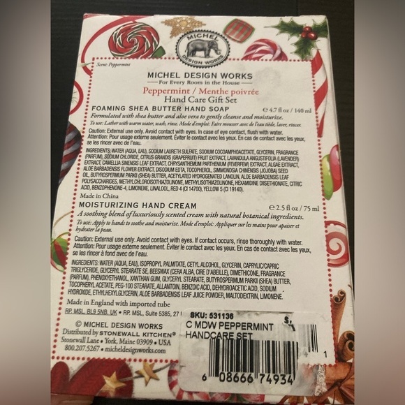 Michel Design Works Peppermint Hand Care Gift Set. Includes hand soap& cream - Picture 3 of 4